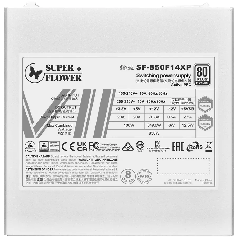 Super Flower Leadex VII Platinum PRO 1000W ATX 3.1, 80 Plus Platinum, Fully Modular, Flat White Cables, 140mm Fan, 150mmx150mmx86mm, White, 10 Year Warranty - image 2