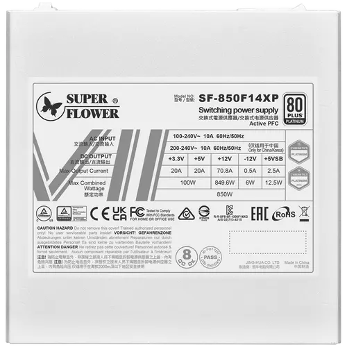 Super Flower Leadex VII Platinum PRO 1000W ATX 3.1, 80 Plus Platinum, Fully Modular, Flat White Cables, 140mm Fan, 150mmx150mmx86mm, White, 10 Year Warranty - image 2