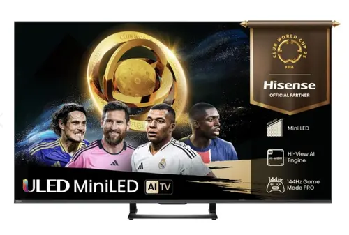 Телевизор, Hisense 65"U7Q, 4K Ultra HD 3840x2160, ULED, FALD, Quantum Dot, 144Hz, IPS, HDR 10+, HLG, Dolby Vision IQ, Dolby Atmos, Smart TV, WiFi 5GHz, WiFi Direct, BT, Anyview Cast,light sensor, 4xHDMI, 2xUSB, LAN, CI+, DVB-T2/C/S2, Black
