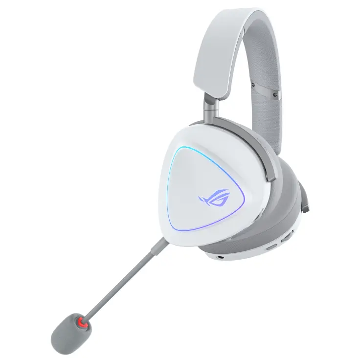 Слушалки, Asus ROG Delta II Wireless Gaming Headset ( BT, ROG SpeedNova 2.4GHz, 3.5mm, 50mm Titanium-Plated Drivers, 10mm Super-Wideband Mic, 110HR, DualFlow Audio, For PC, Switch, PS5, Xbox)- Moonlight White - image 1