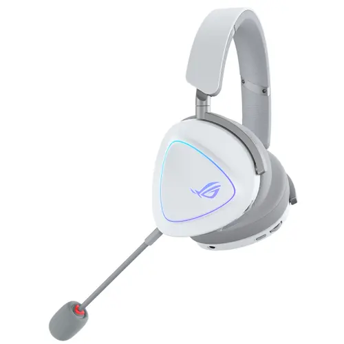 Слушалки, Asus ROG Delta II Wireless Gaming Headset ( BT, ROG SpeedNova 2.4GHz, 3.5mm, 50mm Titanium-Plated Drivers, 10mm Super-Wideband Mic, 110HR, DualFlow Audio, For PC, Switch, PS5, Xbox)- Moonlight White - image 1