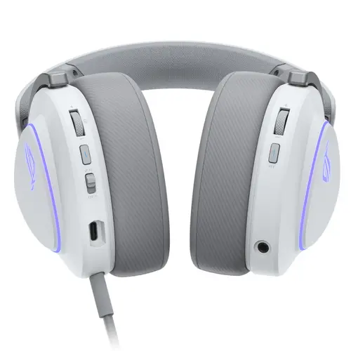 Слушалки, Asus ROG Delta II Wireless Gaming Headset ( BT, ROG SpeedNova 2.4GHz, 3.5mm, 50mm Titanium-Plated Drivers, 10mm Super-Wideband Mic, 110HR, DualFlow Audio, For PC, Switch, PS5, Xbox)- Moonlight White - image 3