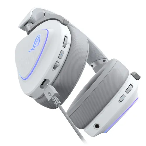 Слушалки, Asus ROG Delta II Wireless Gaming Headset ( BT, ROG SpeedNova 2.4GHz, 3.5mm, 50mm Titanium-Plated Drivers, 10mm Super-Wideband Mic, 110HR, DualFlow Audio, For PC, Switch, PS5, Xbox)- Moonlight White - image 4