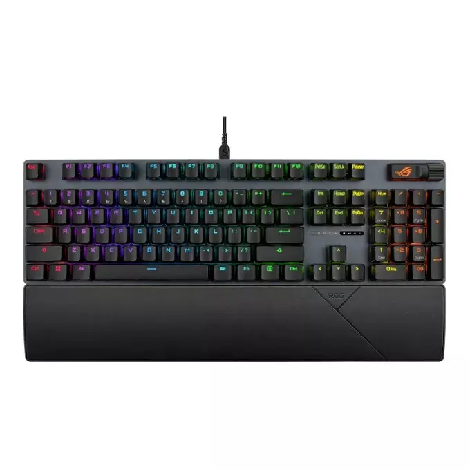 Клавиатура, Asus ROG Strix Scope II X gaming keyboard with hot-swappable ROG NX mechanical switches V2, sound-dampening foam, PBT doubleshot keycaps, streaming hotkeys, multi-function controls, three tilt angles, and wrist rest, Black