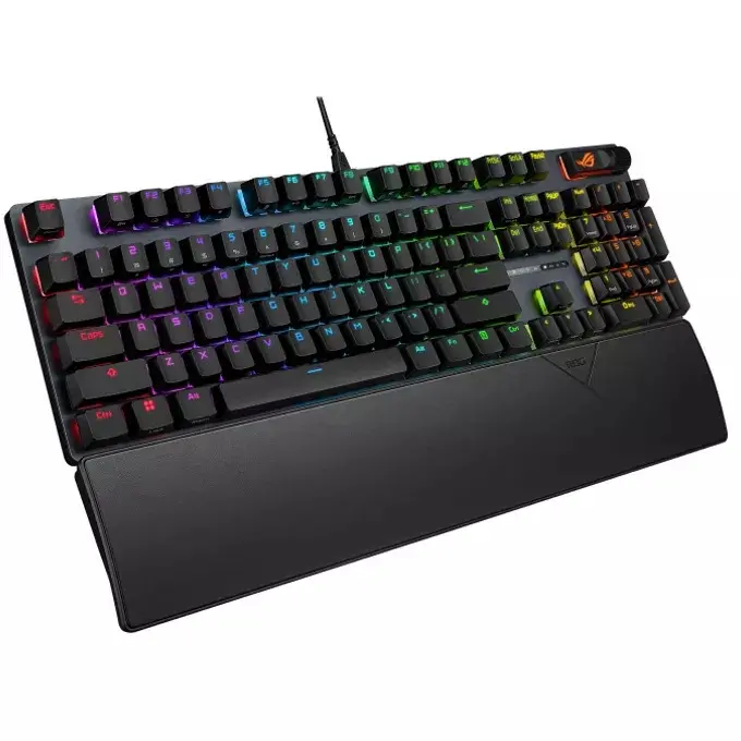 Клавиатура, Asus ROG Strix Scope II X gaming keyboard with hot-swappable ROG NX mechanical switches V2, sound-dampening foam, PBT doubleshot keycaps, streaming hotkeys, multi-function controls, three tilt angles, and wrist rest, Black - image 1