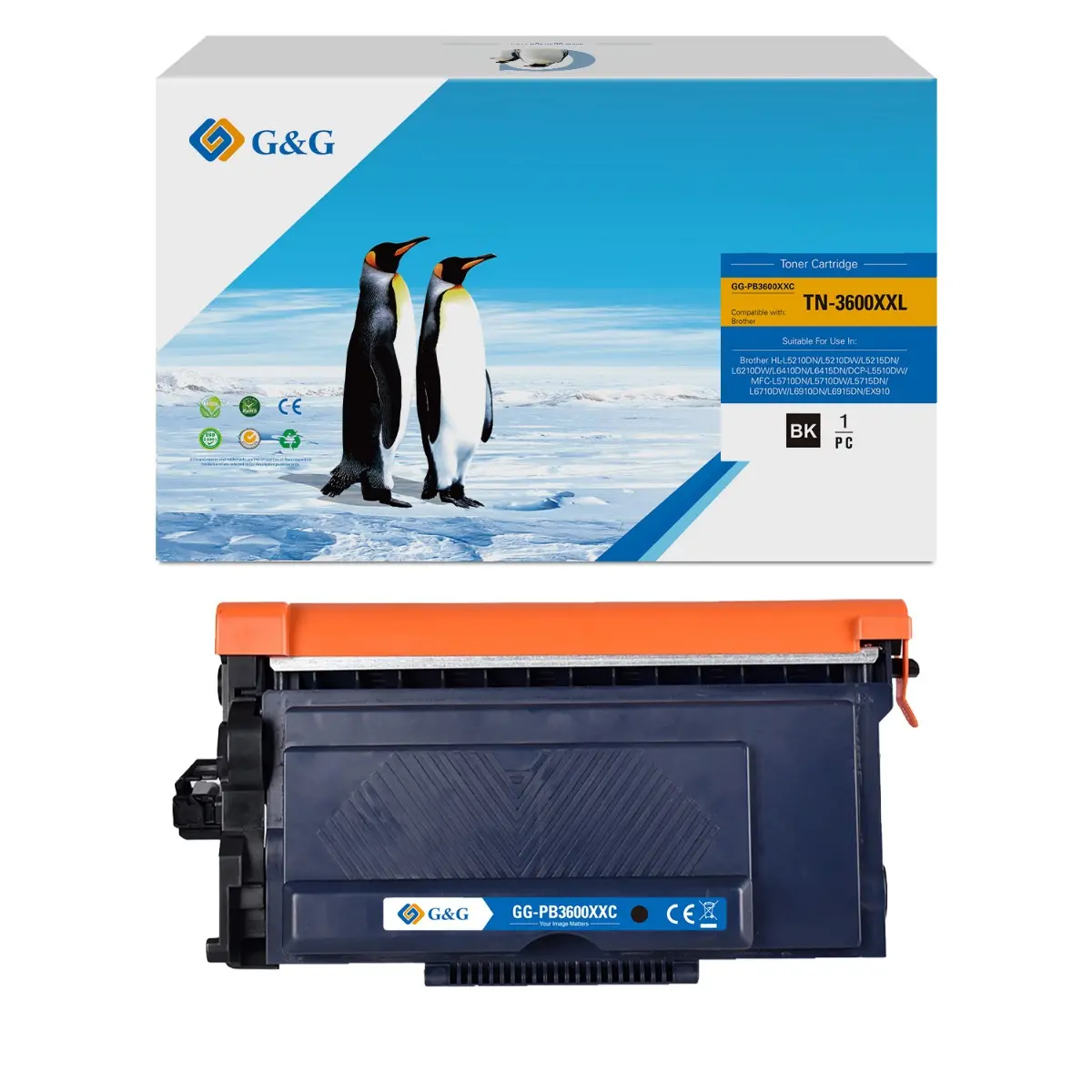 CARTUȘ PENTRU BROTHER DCP L5510DW/HL L6210DW/L5210DW/L5210DN/MFC L5710DW/L5710DN - CAPACITATE ULTRA MARE - CU CIP / WITH CHIP - Negru - TN3600XXL - image 2