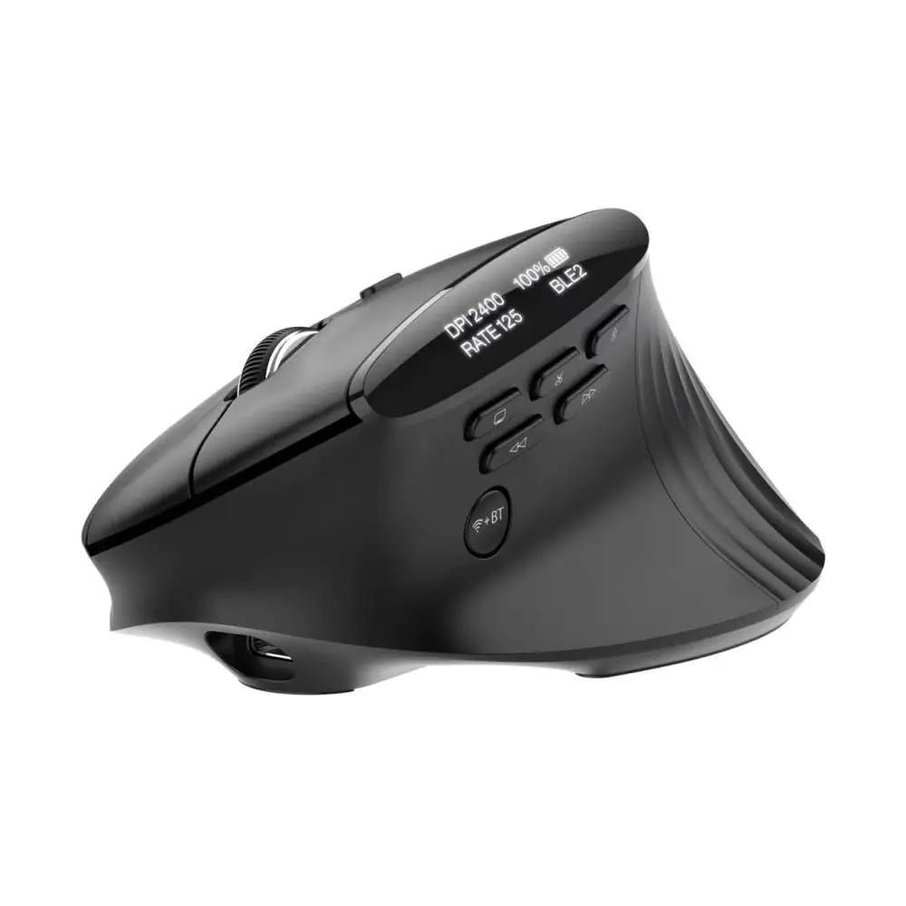 Mouse, Acer Smart Fit Wireless Mouse, dongle RF 2.4 GHz, Bluetooth 5.0, Cu fir, 10 butoane, DPI 8000, 90g, Negru cu bandă RGB
