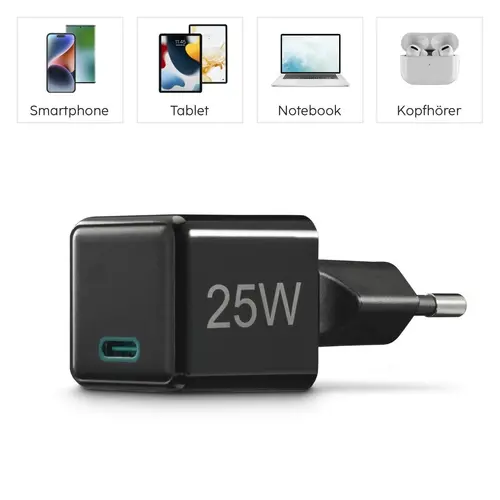 HAMA Бързо мини зарядно 220V, USB-C, PD/Qualcomm, 25 W, черен - image 14