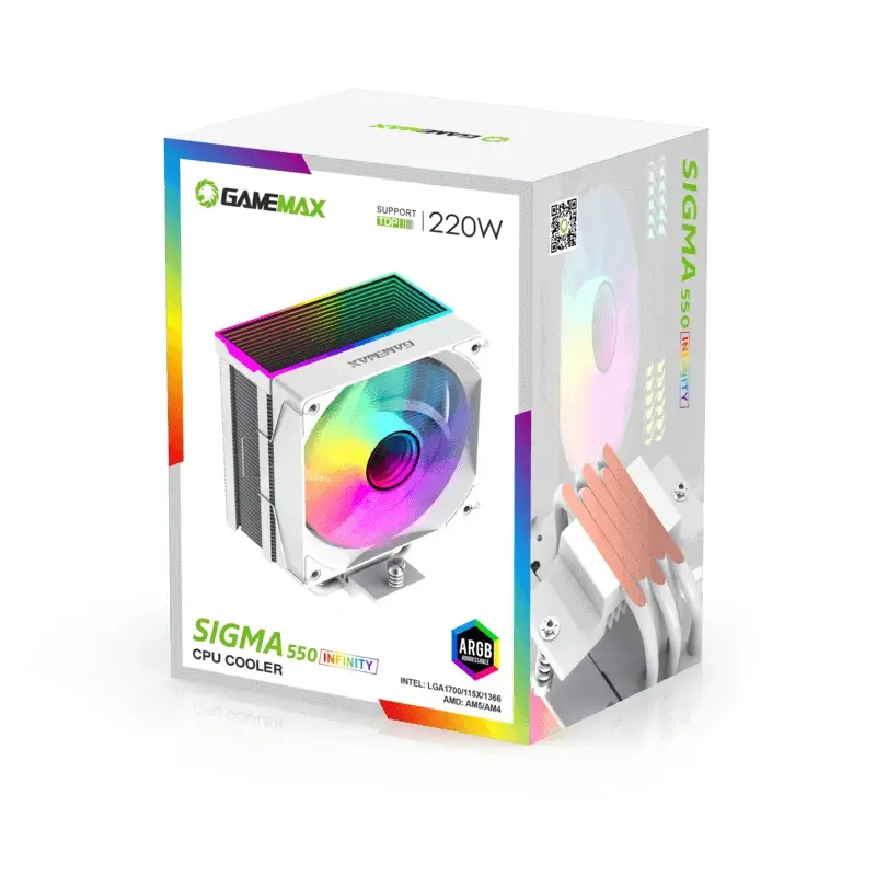 Gamemax охладител CPU Cooler Sigma 550 Infinity White - Addressable RGB - image 9