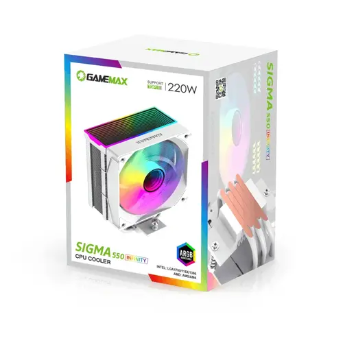 Gamemax охладител CPU Cooler Sigma 550 Infinity White - Addressable RGB - image 9