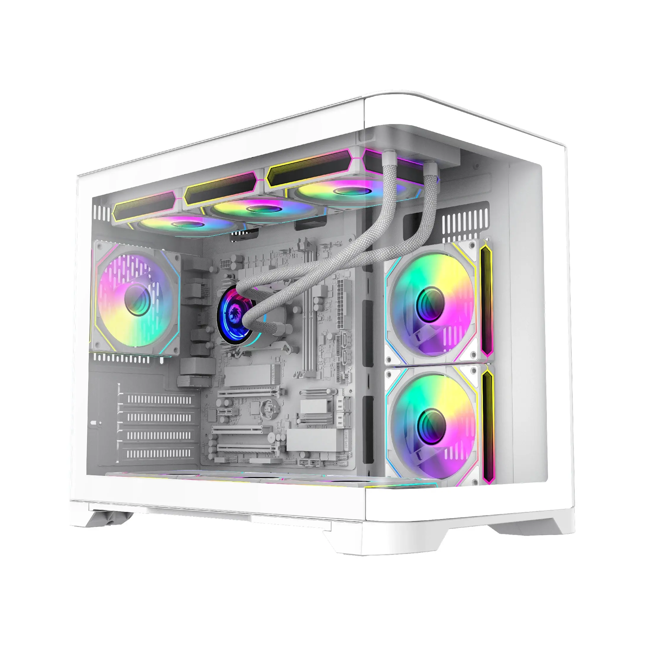 Gamemax carcasă Case mATX - HYPE-M Alb - 3 x 120 mm Addressable RGB ventilatoare