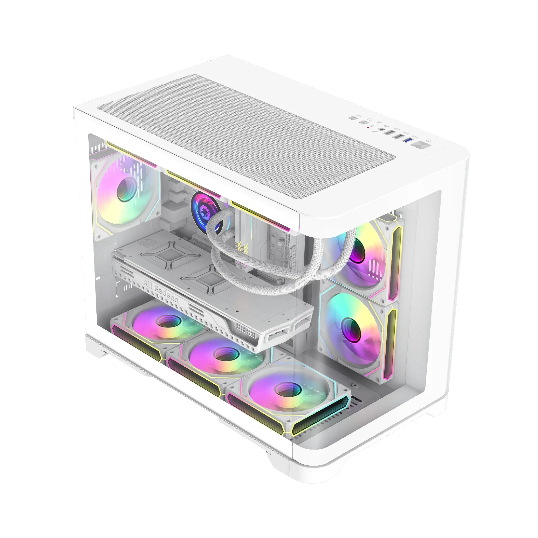 Gamemax кутия Case mATX - HYPE-M White - 3 x 120 mm Addressable RGB fans - image 3