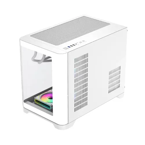 Gamemax carcasă Case mATX - HYPE-M Alb - 3 x 120 mm Addressable RGB ventilatoare - 6