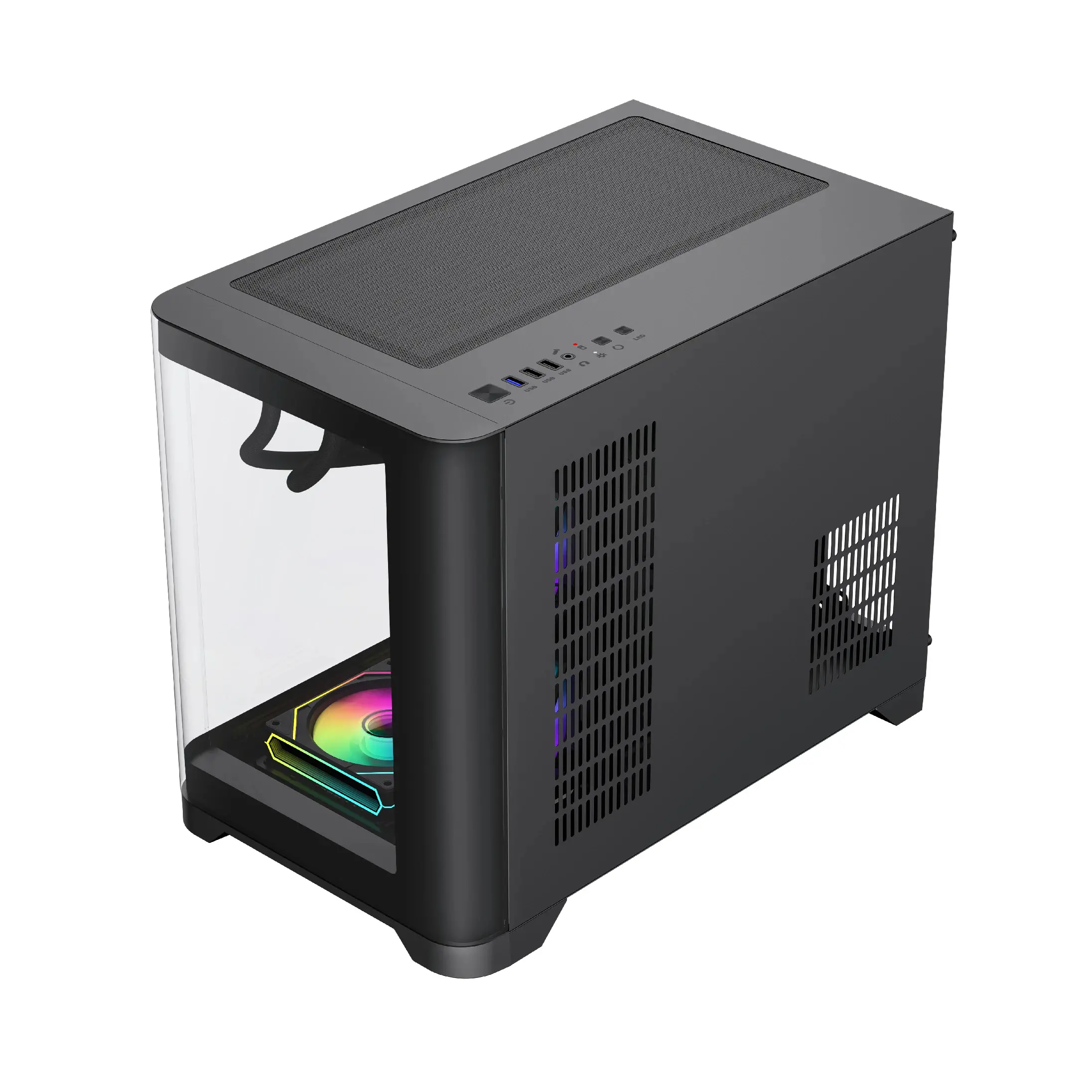 Gamemax кутия Case mATX - HYPE-M Black - 3 x 120 mm Addressable RGB fans - image 4