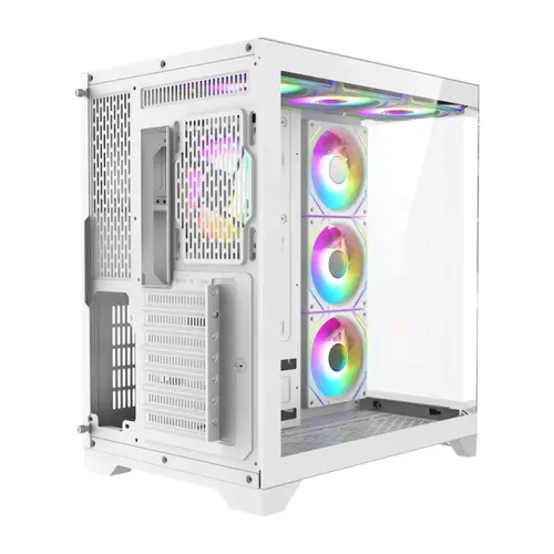 Gamemax carcasă Case ATX - HYPE-A Alb - 4 x 120 mm Addressable RGB ventilatoare - 5