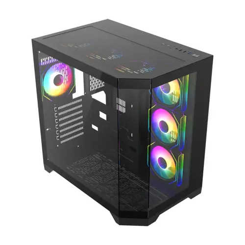 Gamemax кутия Case ATX - HYPE-A Black - 4 x 120 mm Addressable RGB fans - 5