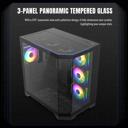 Gamemax кутия Case ATX - HYPE-A Black - 4 x 120 mm Addressable RGB fans - 7
