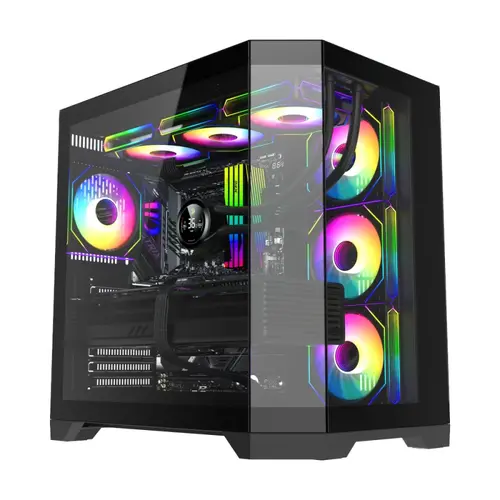 Gamemax кутия Case ATX - HYPE-A Black - 4 x 120 mm Addressable RGB fans - 1