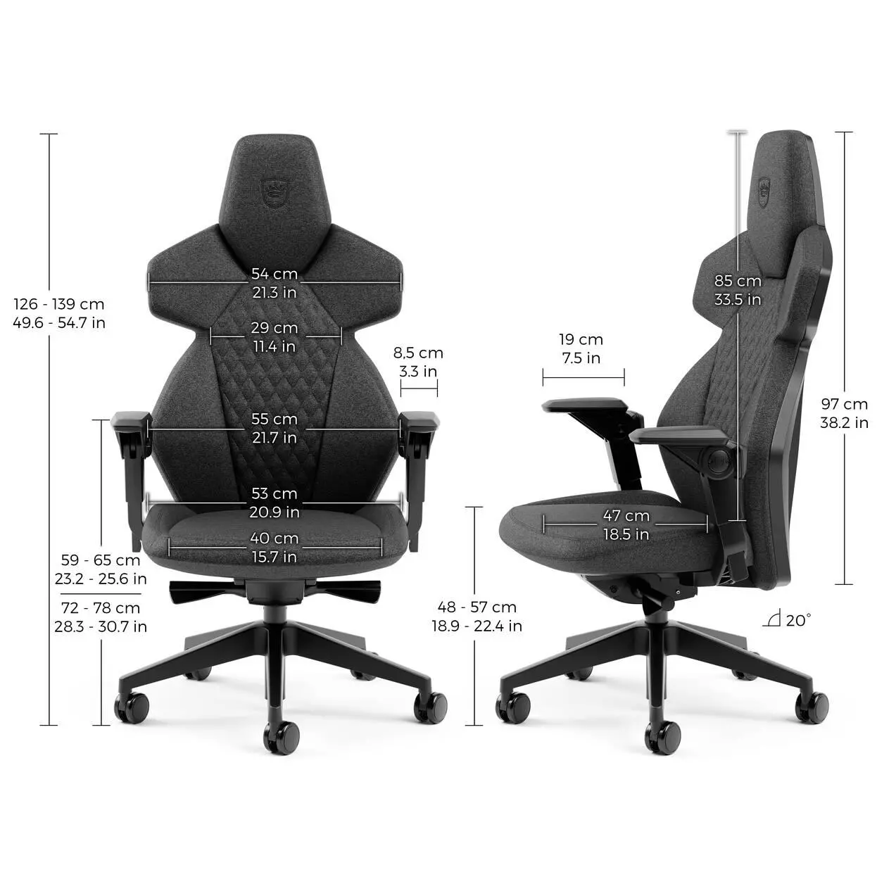 Геймърски стол noblechairs DAWN - Fabric Granite - image 9