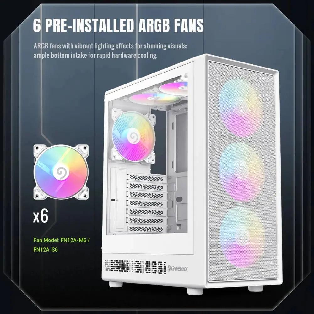 Gamemax кутия Case ATX - Storm 2 AW - 6 x 120 mm Addressable RGB fans - image 8