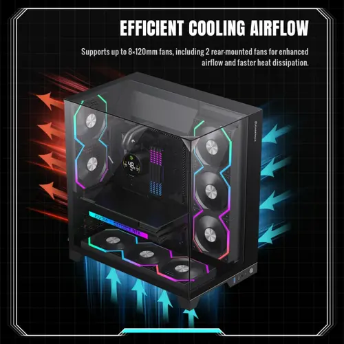 Gamemax кутия Case ATX - Infinity Pro Black - 5 x 120 mm Addressable RGB fans - image 10