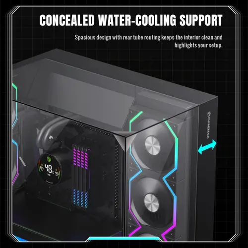 Gamemax кутия Case ATX - Infinity Pro Black - 5 x 120 mm Addressable RGB fans - image 6
