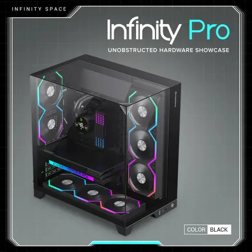 Gamemax кутия Case ATX - Infinity Pro Black - 5 x 120 mm Addressable RGB fans - image 7
