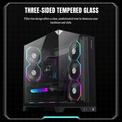 Gamemax кутия Case ATX - Infinity Pro Black - 5 x 120 mm Addressable RGB fans - image 8