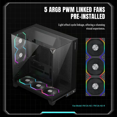 Gamemax кутия Case ATX - Infinity Pro Black - 5 x 120 mm Addressable RGB fans - image 9