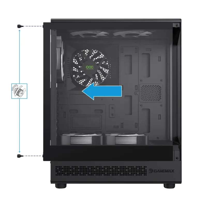 Gamemax carcasă Case ATX - Vista COC AB - 5 x 120 mm A-RGB ventilatoare, MB Plate COC ventilator - image 3