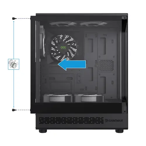 Gamemax carcasă Case ATX - Vista COC AB - 5 x 120 mm A-RGB ventilatoare, MB Plate COC ventilator - 4