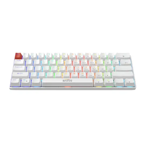 Marvo механична геймърска клавиатура Gaming Mechanical keyboard Saber 61 KG933G White - 61 keys, Red Switches [Linear] - image 1
