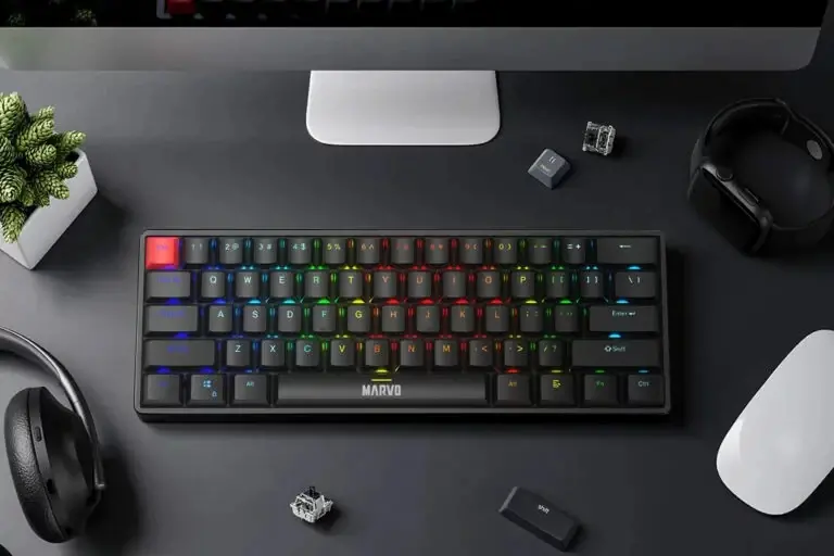 Marvo механична геймърска клавиатура Gaming Mechanical keyboard Saber 61 KG933G White - 61 keys, Red Switches [Linear] - image 3