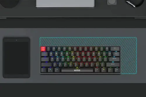 Marvo механична геймърска клавиатура Gaming Mechanical keyboard Saber 61 KG933G White - 61 keys, Red Switches [Linear] - image 4