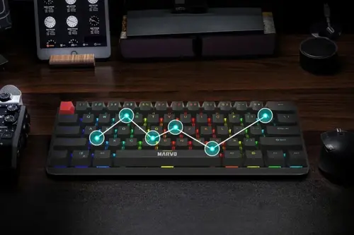 Marvo механична геймърска клавиатура Gaming Mechanical keyboard Saber 61 KG933G White - 61 keys, Red Switches [Linear] - image 5