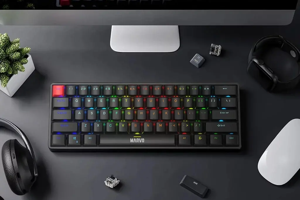 Marvo механична геймърска клавиатура Gaming Mechanical keyboard Saber 61 KG933G - 61 keys, Red Switches [Linear] - image 3