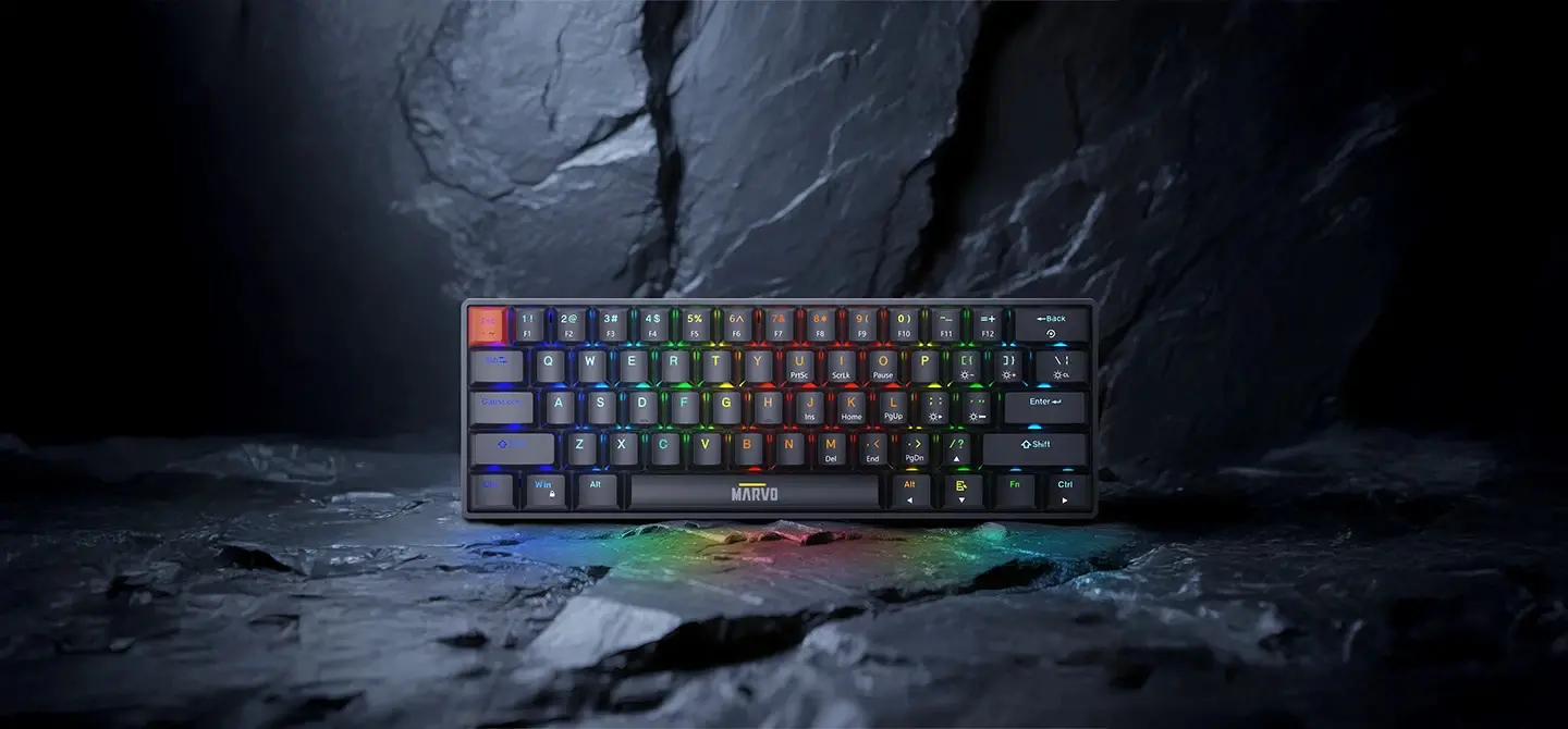 Marvo механична геймърска клавиатура Gaming Mechanical keyboard Saber 61 KG933G - 61 keys, Red Switches [Linear] - image 5