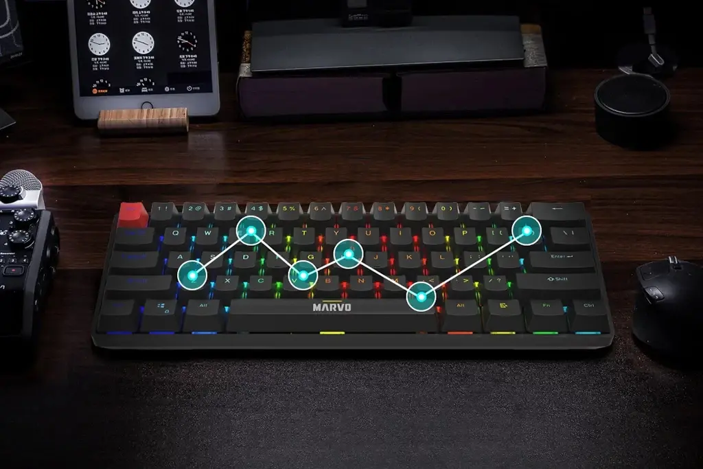 Marvo механична геймърска клавиатура Gaming Mechanical keyboard Saber 61 KG933G - 61 keys, Red Switches [Linear] - image 6