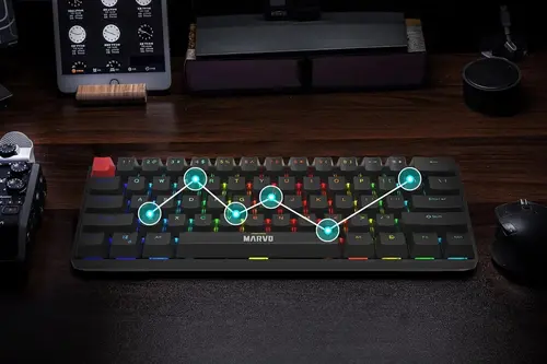 Marvo механична геймърска клавиатура Gaming Mechanical keyboard Saber 61 KG933G - 61 keys, Red Switches [Linear] - image 6