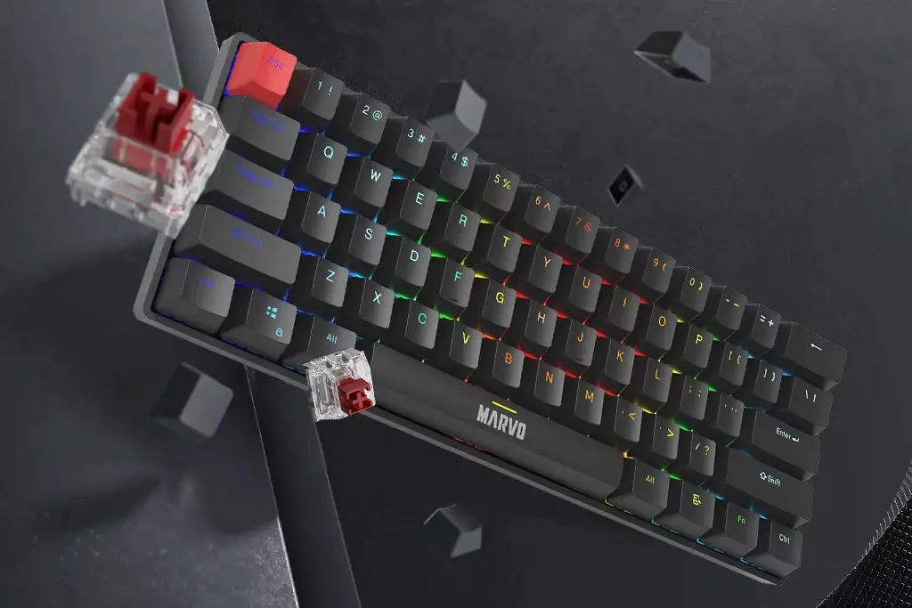 Marvo механична геймърска клавиатура Gaming Mechanical keyboard Saber 61 KG933G - 61 keys, Red Switches [Linear] - image 9