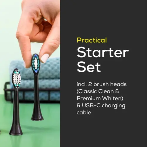 Електрическа четка за зъби, Beurer SC 30 Jet Black, Electric Sonic Toothbrush, up to 80,000 mov/min, 4 cleaning programs: Clean, White, Polish, Gum Care, Int. 2-min. timer, Incl. 2 toothbrush heads and USB-C charging cable, 15 days of battery life - image 3