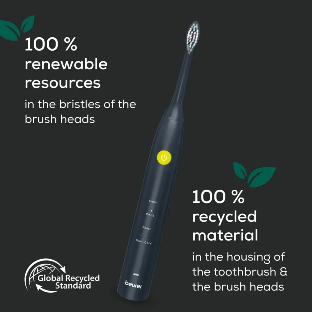 Електрическа четка за зъби, Beurer SC 30 Jet Black, Electric Sonic Toothbrush, up to 80,000 mov/min, 4 cleaning programs: Clean, White, Polish, Gum Care, Int. 2-min. timer, Incl. 2 toothbrush heads and USB-C charging cable, 15 days of battery life - image 4