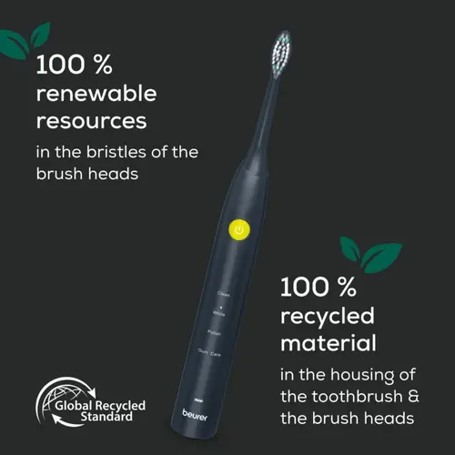 Електрическа четка за зъби, Beurer SC 30 Jet Black, Electric Sonic Toothbrush, up to 80,000 mov/min, 4 cleaning programs: Clean, White, Polish, Gum Care, Int. 2-min. timer, Incl. 2 toothbrush heads and USB-C charging cable, 15 days of battery life - image 4
