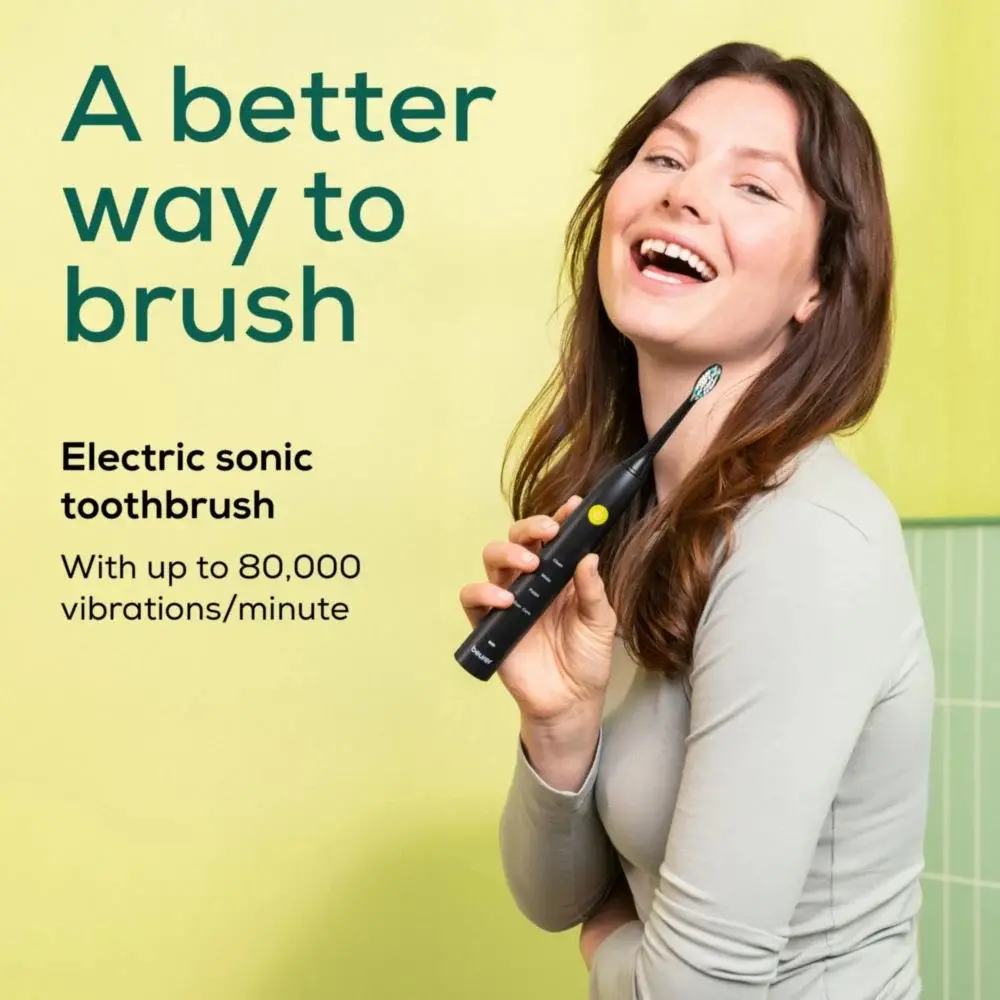Електрическа четка за зъби, Beurer SC 30 Jet Black, Electric Sonic Toothbrush, up to 80,000 mov/min, 4 cleaning programs: Clean, White, Polish, Gum Care, Int. 2-min. timer, Incl. 2 toothbrush heads and USB-C charging cable, 15 days of battery life - image 7