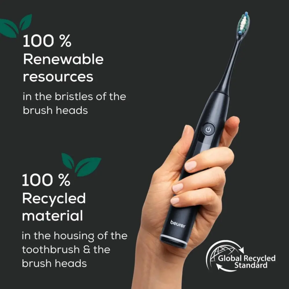 Електрическа четка за зъби, Beurer SC 50 midnight ink, Electric Sonic Toothbrush, up to 80,000 mov/min, 5 cleaning programs: Clean, Sensitive, Polish, Gum Care, Whiten, Pressure sensor , 2-min. timer, Incl. 2 toothbrush heads and magnetic charging plate, 22 days of battery life - image 5