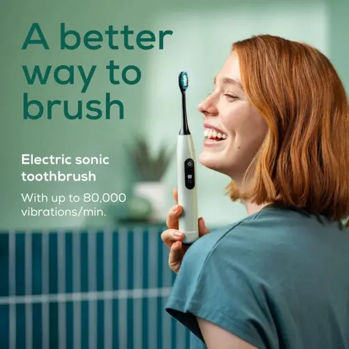 Електрическа четка за зъби, Beurer SC 50 peppermint Electric Sonic Toothbrush, up to 80,000 mov/min, 5 cleaning programs: Clean, Sensitive, Polish, Gum Care, Whiten, Pressure sensor , 2-min. timer, Incl. 2 toothbrush heads and magnetic charging plate, 22 days of battery life - image 2