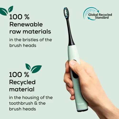 Електрическа четка за зъби, Beurer SC 50 peppermint Electric Sonic Toothbrush, up to 80,000 mov/min, 5 cleaning programs: Clean, Sensitive, Polish, Gum Care, Whiten, Pressure sensor , 2-min. timer, Incl. 2 toothbrush heads and magnetic charging plate, 22 days of battery life - image 5