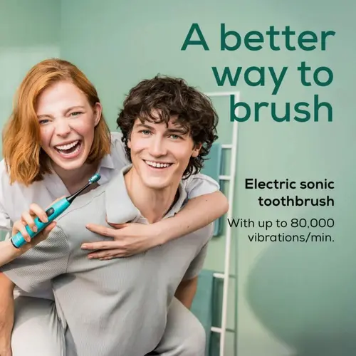 Електрическа четка за зъби, Beurer SC 50 ocean breeze Electric Sonic Toothbrush, up to 80,000 mov/min, 5 cleaning programs: Clean, Sensitive, Polish, Gum Care, Whiten, Pressure sensor , 2-min. timer, Incl. 2 toothbrush heads and magnetic charging plate, 22 days of battery life - image 2