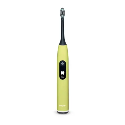 Електрическа четка за зъби, Beurer SC 50 splashy lemon Electric Sonic Toothbrush, up to 80,000 mov/min, 5 cleaning programs: Clean, Sensitive, Polish, Gum Care, Whiten, Pressure sensor , 2-min. timer, Incl. 2 toothbrush heads and magnetic charging plate, 22 days of battery life - image 1