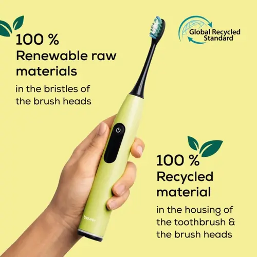 Електрическа четка за зъби, Beurer SC 50 splashy lemon Electric Sonic Toothbrush, up to 80,000 mov/min, 5 cleaning programs: Clean, Sensitive, Polish, Gum Care, Whiten, Pressure sensor , 2-min. timer, Incl. 2 toothbrush heads and magnetic charging plate, 22 days of battery life - image 5
